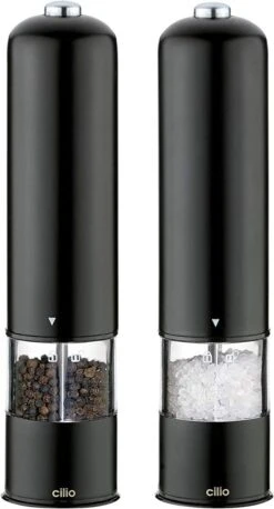 Cilio Bergamo Elektrische Peper- En Zoutmolen 22 Cm Rvs Zwart