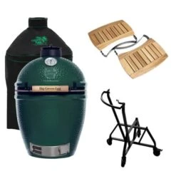 Big Green Egg Medium Barbecue ø 38 Cm Keramiek Groen Met IntEGGrated Nest, Handler, Acaciahouten Zijtafels En Hoes