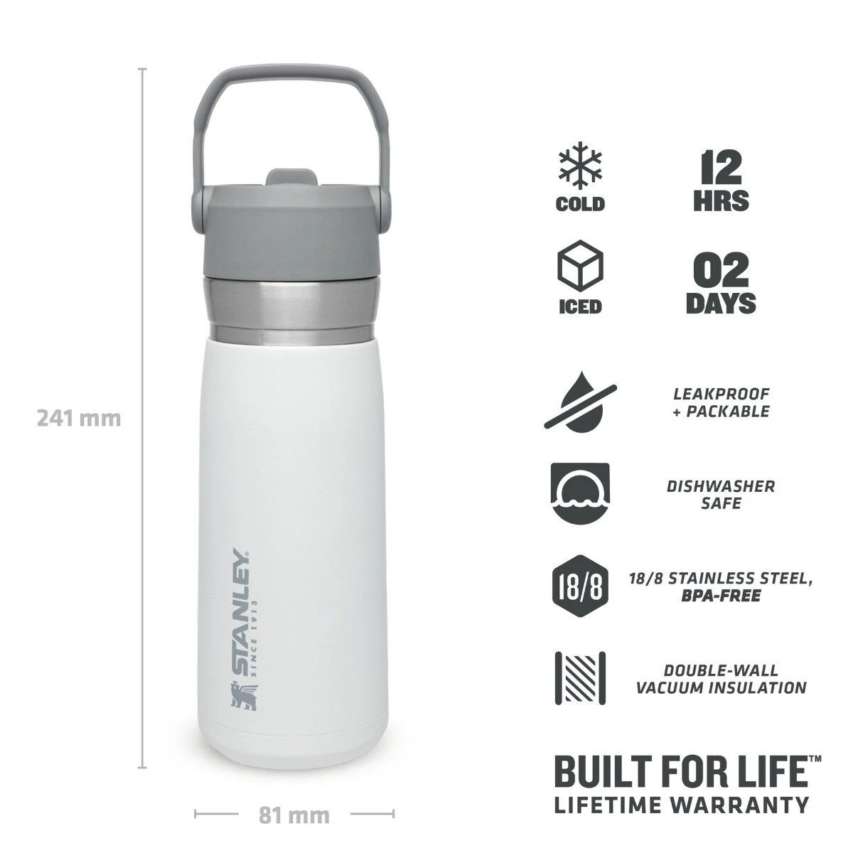 Stanley The IceFlow Flip Straw Water Bottle 650 Ml Polar - Afbeelding 2